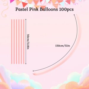 Pink 260 Balloons Pink Long Balloons for Tying Balloon Arch Latex Balloon 100 Pcs Macaron Pink Balloons Long Skinny Balloons Pink 260Q Balloons for Party Suppies Gender Reveal Wedding Decorations