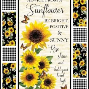 Advice from a Sunflower by Timeless Treasures Inspirational Flower Cotton Quilt Panel 23"" x 43"", CD2921-CREAM