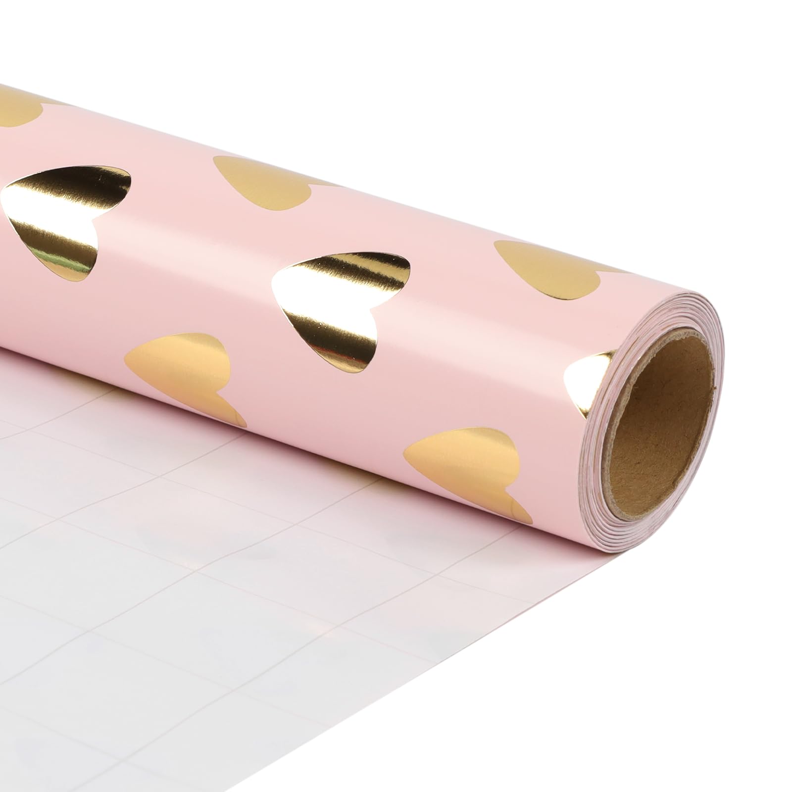 LaRibbons Wrapping Paper Roll, 17 Inch × 33 Feet, Gift Wrapping Paper with Gold Heart Design, Perfect for Christmas Decoration, Wedding, Party, Holiday, Bridal Showers and Everyday Gifting