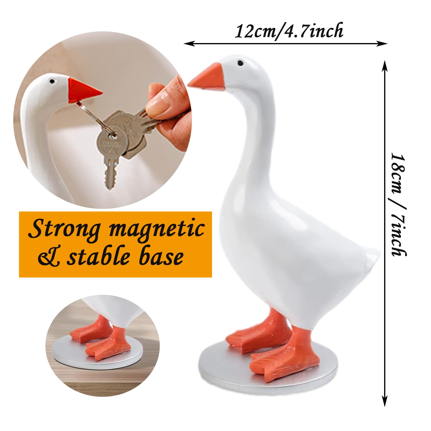 GJFASGF Magnetic Goose Key Holder, Cute Duck Statue Key Hanger, Kawaii Magnetic Silly Goose Figurines,Funny Office Desk Decor Bedroom Decorations Home Decor Aesthetic