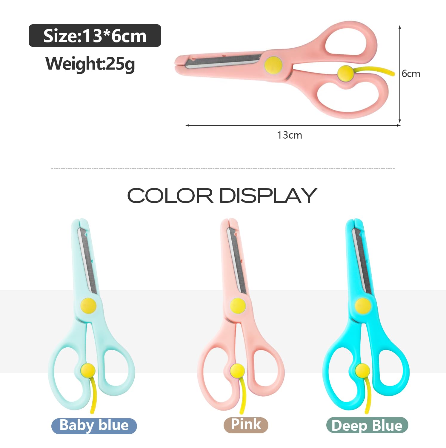 ANJOBIBI,Safety Craft Scissors For Kids 3-Pack,Preschool Training Scissors,Ergonomic Handle Perfect for Paper Cutting-2.0 (Pink+ Baby blue+ Deep Blue)