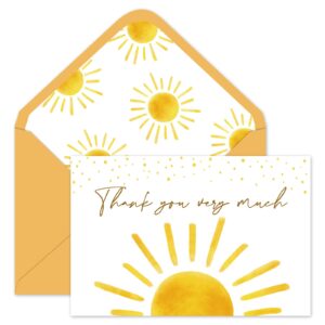 whaline 30 pack baby shower thank you cards with envelopes stickers boho sun greeting cards sunshine blank note cards for baby shower birthday wedding party supplies, 4 x 6 inch