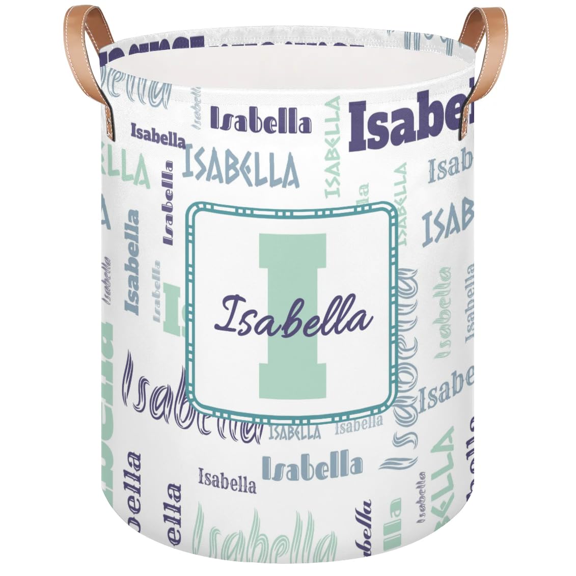 Colorful Name Custom Name Laundry Hamper for Family, Personalzied Name Waterproof Laundry Basket with Handles, Dirty Clothes Hamper with Text for Bedroom