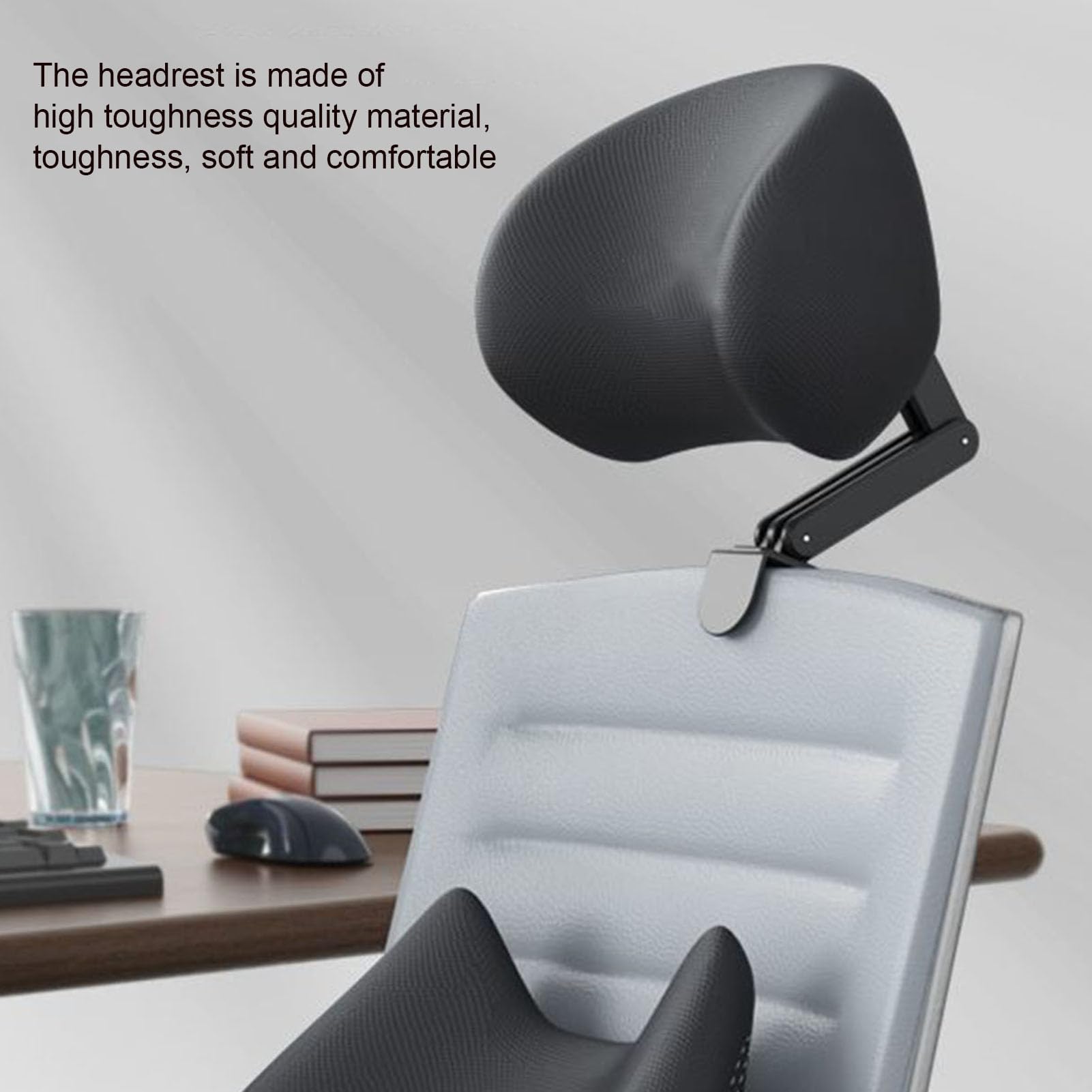 Upholstered Headrest for Ergonomic Office Chair Black Office Chair Headrest Attachment Universal Chair Head Support Cushion, Elastic Sponge Head Pillow Adjustable Height and Angle