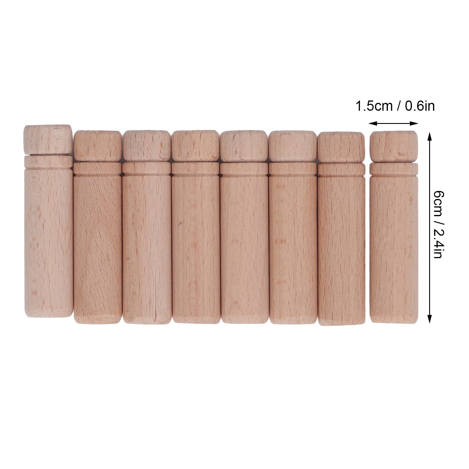 8pcs Wooden Needle Case Anti Lost Polishing Portable Sewing Needle Holder with 3 Stickers for Household