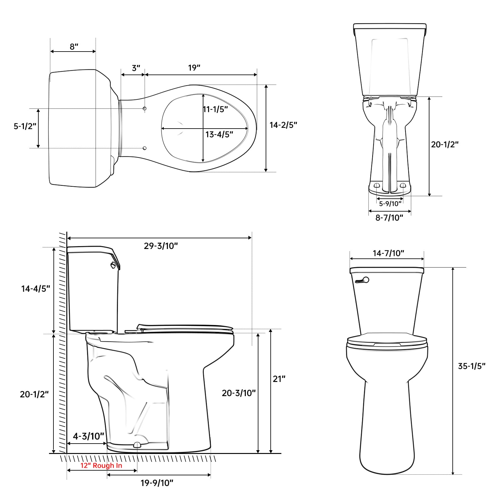 SUPERFLO 21 Inch High Toilet Elongated Extra Tall Toilets with Comfort Height Toilet Seat & 1.28 GPF Single Flush, Suitable For Seniors & Tall Person