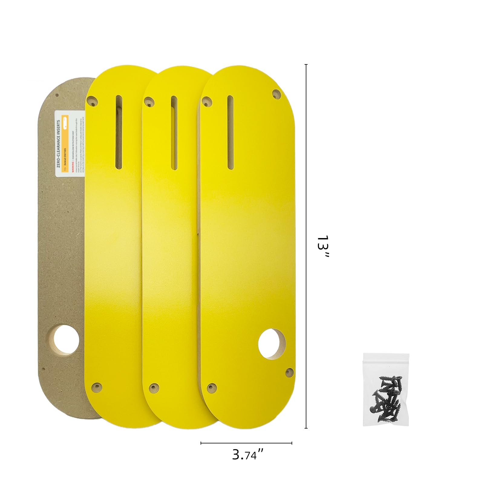 Rolkely Zero Clearance Inserts Compatible with DeWalt DWE7485 with Riving Knife Slot, Precise Cuts with No Tear-out and Helps Improve Dust Flow, Includes Off-set Screws, Easy Height Adjustment, 4-pack