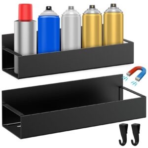 2 pcs magnetic aerosol spray can holder, magnet toolbox bottle holder, wall mounted spray bottle rack, mechanic paint bottle can organizer, tool box storage rack for garage home workspace（black）