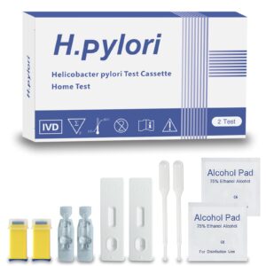 helicobacter pylori (h. pylori) home test kit - fast and accurate, self-test at home, results in 10-15 minutes, no lab visit required — 2 tests included.