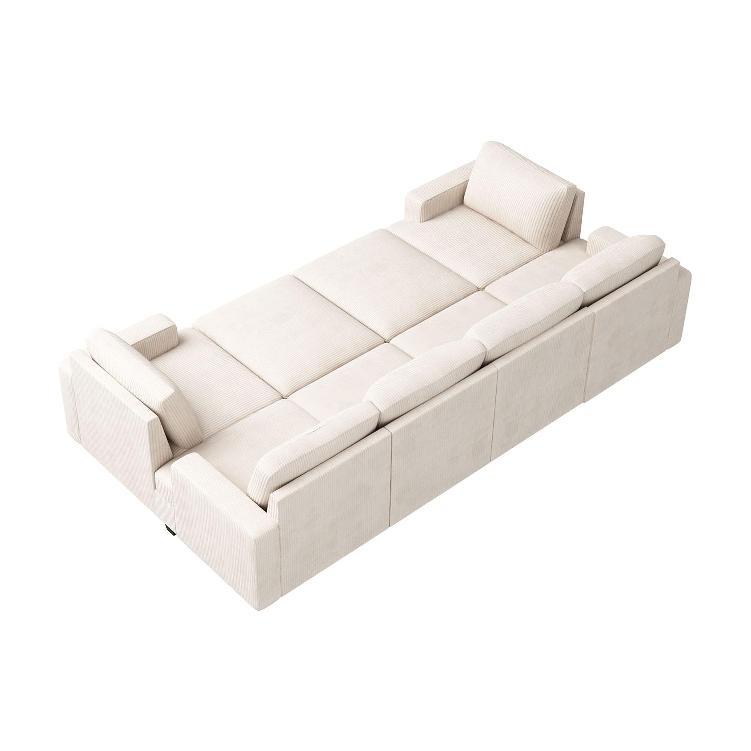 Nolany Modular Sectional Couch with Storage Ottoman, Corduroy Sectional Sleeper Sofa with Chaise, Sectional Couches for Living Room, Beige