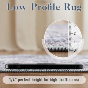 StangH 2x3 Rug Washable Entryway Rug Blue Medallion Distressed Indoor Small Area Rug Soft Faux Wool Non-Slip Bathroom Mat Low Pile for Laundry Door Dressing Kitchen Sink