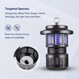 OWLTRA OMT-L20 Indoor & Outdoor Electric Insect Trap, Catcher & Killer Lamp for Mosquitoes, Biting Flies, Wasps, Moths, Sink Bugs, No-See-Ums and More with Light Attraction and Fan Suction, Gray