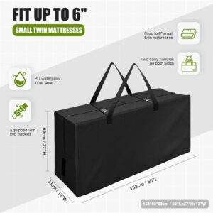 lihtsofty Folding Mattress Bag Waterproof Cushion bag 60"x27"x13" Fits up to 4 Queen Mattress Heavy Duty Durable Mattress Carry Case for Tri-Fold Guest Bed Mattress Mattress Cushion Storage Bag Black