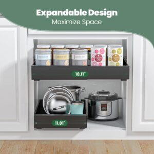 CHIOCWARE Pull Out Drawers for Cabinets,Pull Out Cabinet Organizer，Slide Out Drawers for Kitchen Cabinets, (11.81"~18.11") W,16.93" D,for Kitchen, Bathroom, Pantry