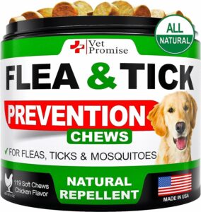 flea and tick prevention for dogs chewables - natural dog flea and tick treatment - flea and tick chews for dogs - oral flea pills for dogs supplement - all breeds and ages - made in usa