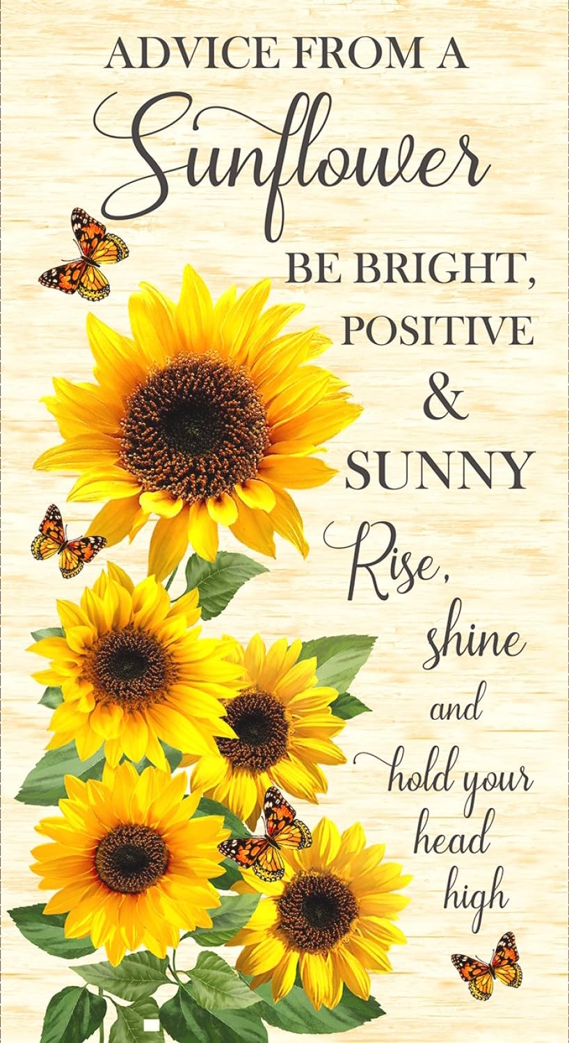 Advice from a Sunflower by Timeless Treasures Inspirational Flower Cotton Quilt Panel 23"" x 43"", CD2921-CREAM