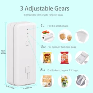 Hokant Mini Bag Sealer Handheld Heat Vacuum Sealer and Cutter, 1300mAh Rechargeable Portable Mini Sealing Machine with 3 Sealing Gear for Chip Bags Plastic Bags Food Storage