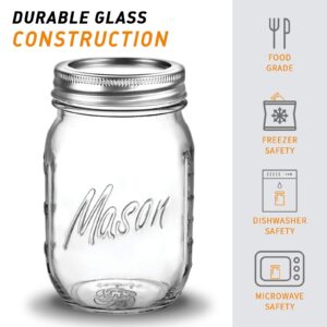 ELAORY Mason Jars 16 Oz, 6 Pack Canning Jars,16 oz Mason Jars with Lids, Regular Mouth Mason Jars for Overnight Oats, Salad, Meal Prep, Fermenting, Pickling Jars, Mason Jars for Centerpieces