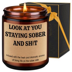 leado scented candle, sober gifts, sobriety gifts for women, men - stay sober, 1 year sober gifts, 2 year sobriety gift - funny proud of you, sobriety anniversary, christmas gifts for her, him