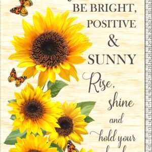 Advice from a Sunflower by Timeless Treasures Inspirational Flower Cotton Quilt Panel 23"" x 43"", CD2921-CREAM