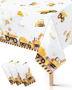 dylzb 3pcs truck plastic birthday party tablecloths,construction themed table cover for kids boy parties baby showers supplies, 54 x 108inch