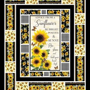 Advice from a Sunflower by Timeless Treasures Inspirational Flower Cotton Quilt Panel 23"" x 43"", CD2921-CREAM