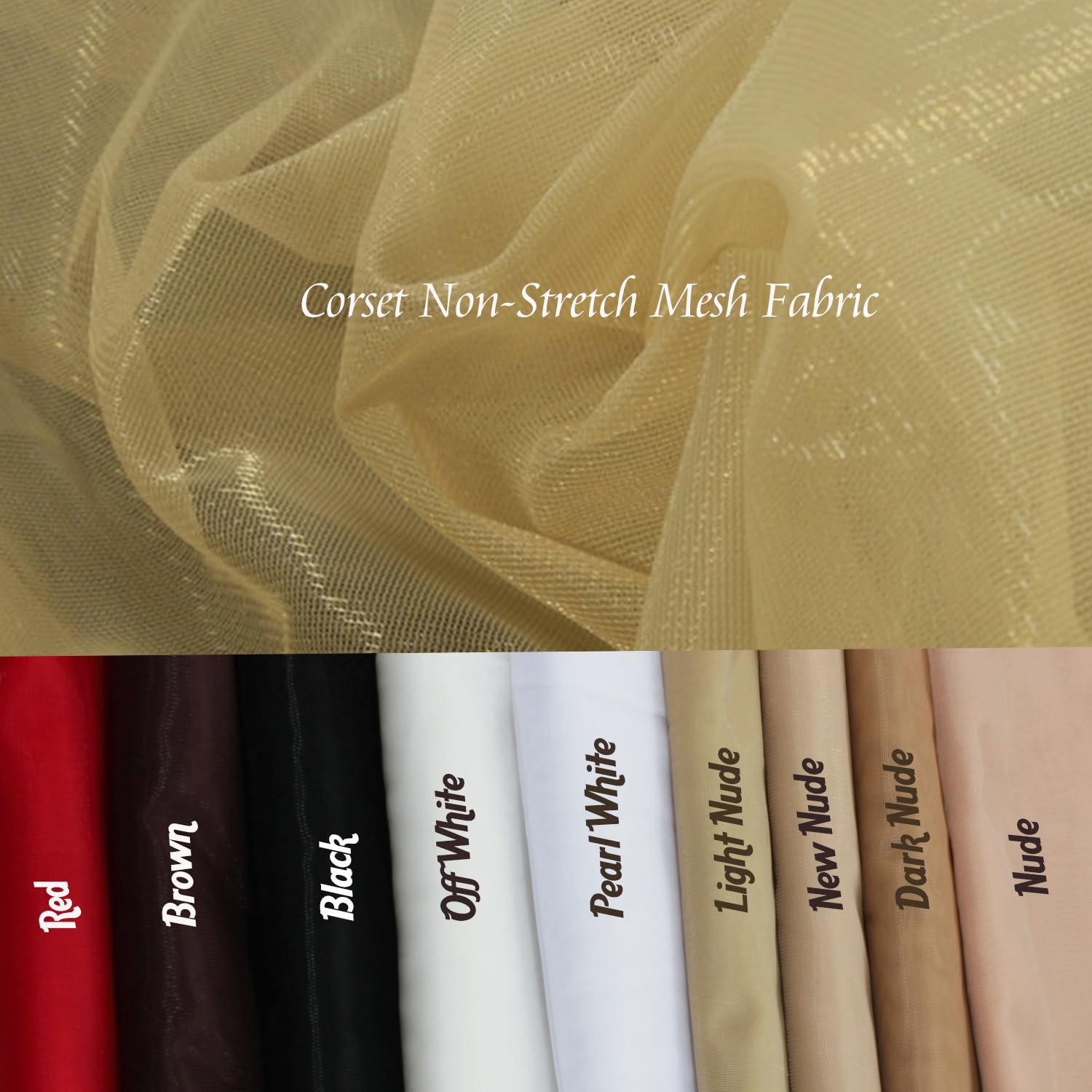 Corset Mesh Fabric for Sewing, Non Stretch Net for Making Transparent Corsets, Soft & Strong Netting for Couture Dress, Wedding, Prom Gown,5 Yards Long 60" Wide (Light Nude, 5 Yard pre Cut)