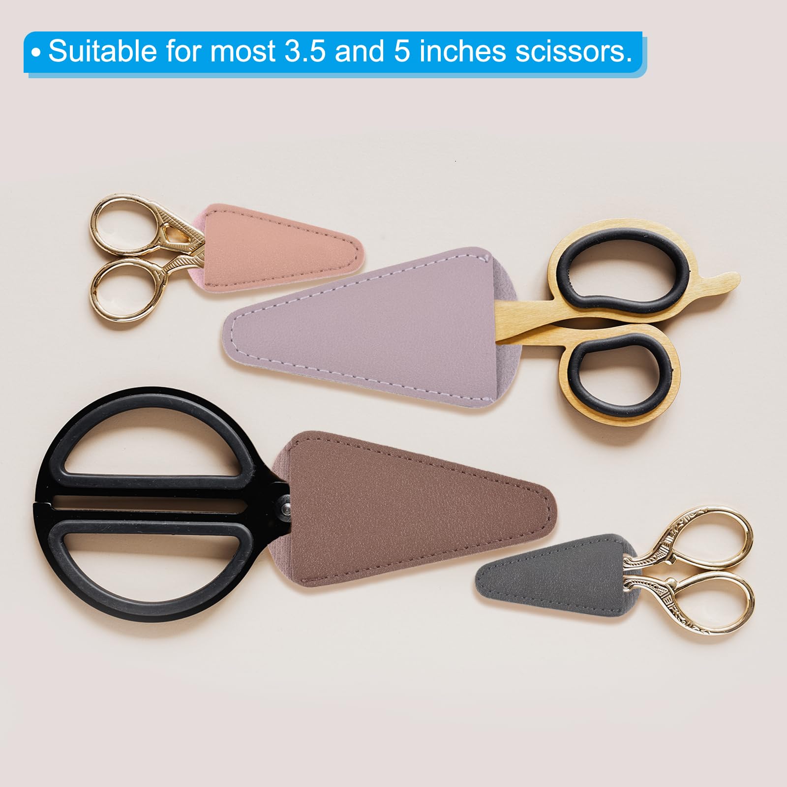 PATIKIL 2.9"x1.5" PU Leather Scissors Sheath, 3 Pack Scissors Cover Protector Portable Collect Bags for Eyebrow Trimming Beauty Tool Protection, Silver