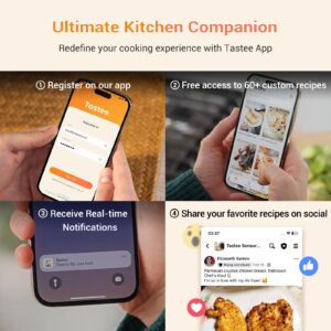 Tastee Air Fryer, 8-in-1 Compact 5.5QT AirFryers, 450°F Digital Airfryer Dehydrator with Dual-sensor Smart Probe, 24 Presets One-touch Cooking, In-app Recipes with Window, Dishwasher-safe & Non-stick