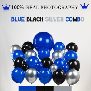 yeewaka royal blue and black silver disco balloon garland arch kit 170+pcs with 4D disco ball diy Star balloons mylar balloon for Birthday graduations Prom disco party decorations