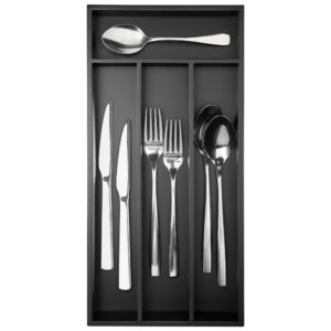 conflech silverware organizer small bamboo kitchen drawer organizer utensil organizer silverware holder cutlery organizer in drawer flatware organizer tray (black 4 slots)