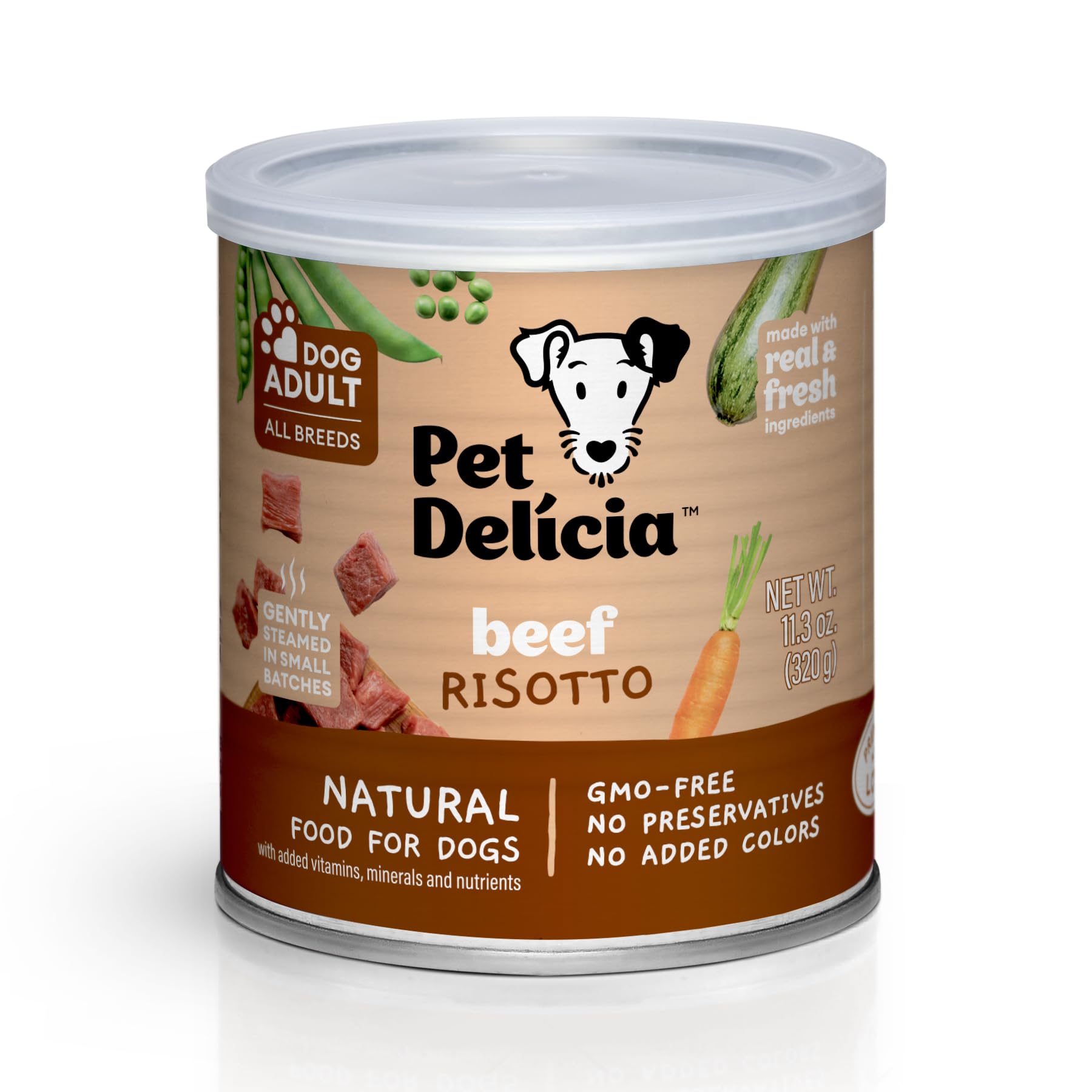 Pet Delicia Natural Dog Food 11.3oz (320g) Can (Beef Risotto)