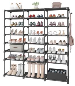 luudtai shoe organizer 8 tier tall shoe rack 36-48 pairs large shoe storage shelf with hook and foldable sock box, stackable free standing shoe rack for closet entryway bedroom garage