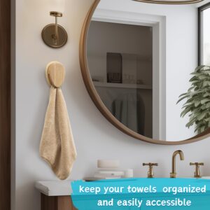 Besuerte Hand Towel Holder Set of 2 - Magic Bathroom Towel Rack- Kitchen Towel Holder - Bathroom Hooks for Towel Adhesive- Peel and Stick Towel Holder for Kitchen, Bathroom, Home Decor, Natural