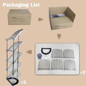 Patinao 2 Pack Sloping Narrow Shoe Rack 5 Tiers - Free Standing Vertical Shoes Racks for Small Spaces and Corner, Shoe Storage Organizer for Entryway, Tall Slim Shoe Shelf Cabinet for Shoes and Boots