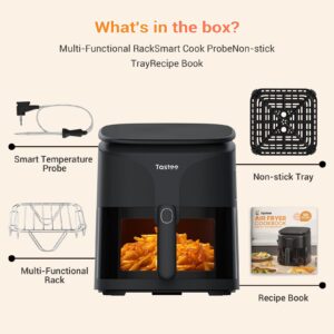 Tastee Air Fryer, 8-in-1 Compact 5.5QT AirFryers, 450°F Digital Airfryer Dehydrator with Dual-sensor Smart Probe, 24 Presets One-touch Cooking, In-app Recipes with Window, Dishwasher-safe & Non-stick