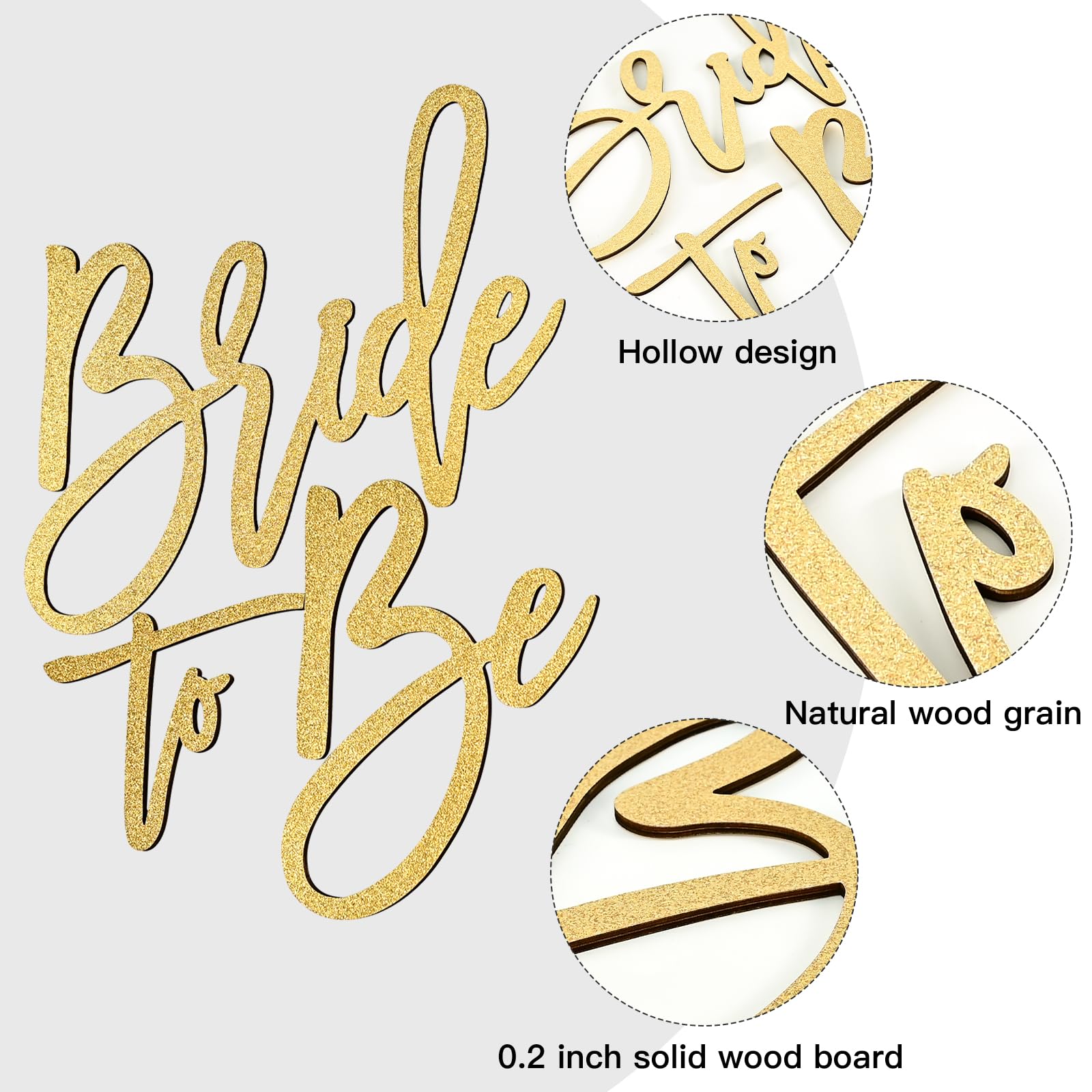 Bride to Be Sign (Gold/Wooden) - Elegant Bridal Shower and Wedding Party Decoration