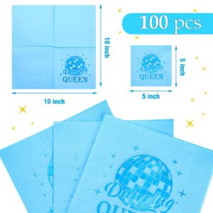 Affrolling 100 Pcs Dancing Queen Party Napkins Disco Party Cocktail Napkins 70s Party Decorations 2 Ply Disposable Paper Napkins for Bachelorette Party, Birthday Party, 80s 90s Party, Bridal Shower