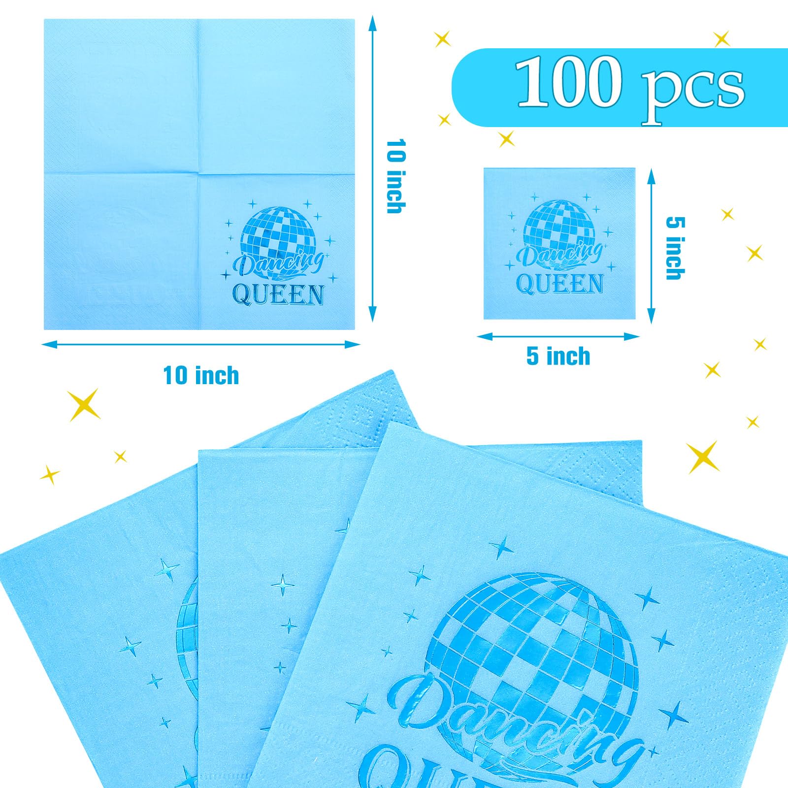 Affrolling 100 Pcs Dancing Queen Party Napkins Disco Party Cocktail Napkins 70s Party Decorations 2 Ply Disposable Paper Napkins for Bachelorette Party, Birthday Party, 80s 90s Party, Bridal Shower