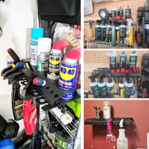 Bottle Storage Rack, Detailing Brush Organizer, Spray Bottle Storage Rack, 3/8" Air Tool Holder, for Garage and Workspace (1pc-Black)