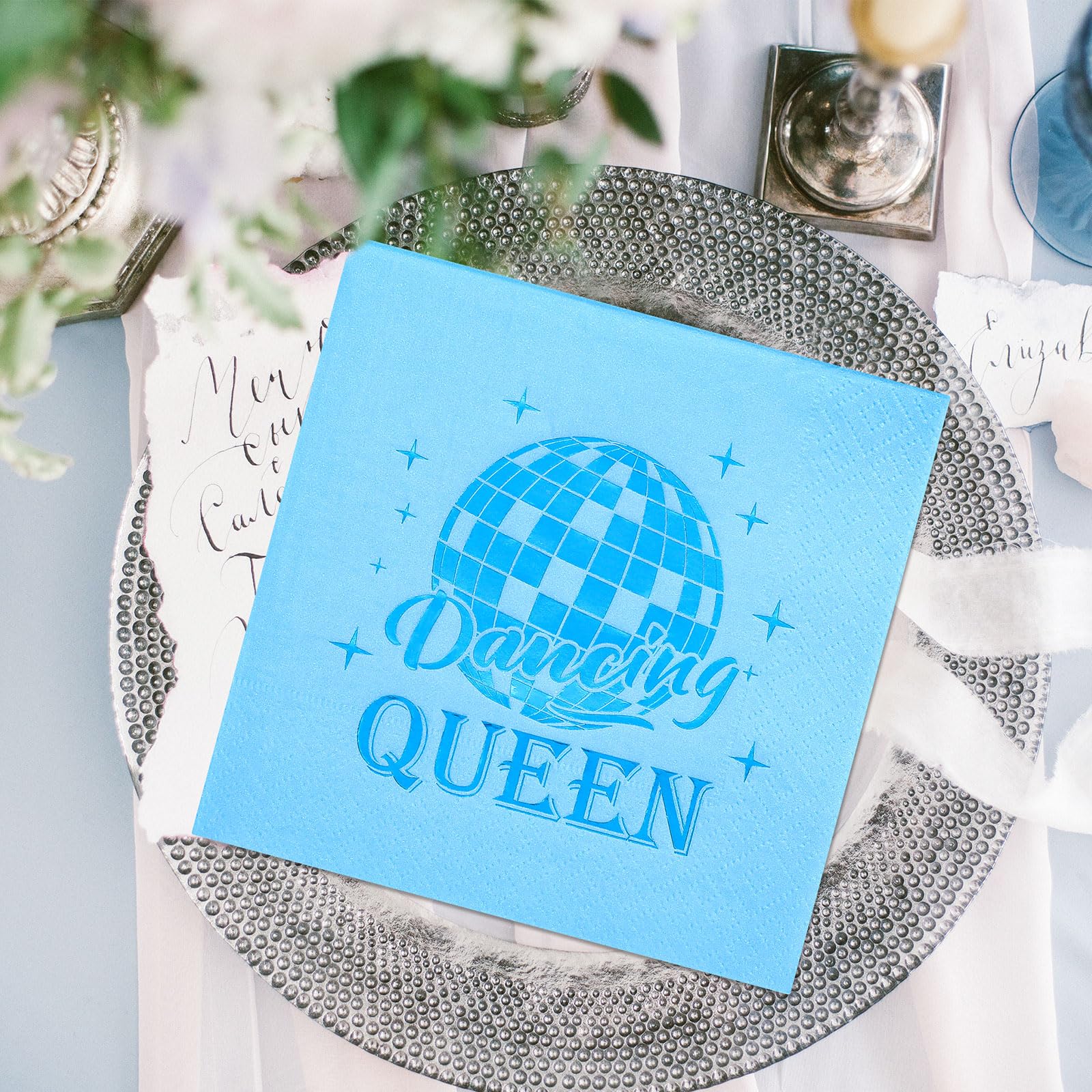 Affrolling 100 Pcs Dancing Queen Party Napkins Disco Party Cocktail Napkins 70s Party Decorations 2 Ply Disposable Paper Napkins for Bachelorette Party, Birthday Party, 80s 90s Party, Bridal Shower