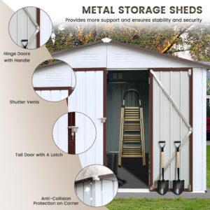 10 x 8FT Outdoor Storage Shed,Anti-Corrosion Tool Shed with Sloping Roof,Heavy Duty Metal Tool Sheds Storage House w/Lockable Door & Air Vent for Garden, Patio, Lawn