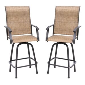 homall bar stools set of 2 textile outdoor bar chairs bar height 360 rotating patio chairs for bistro, lawn, garden, backyard