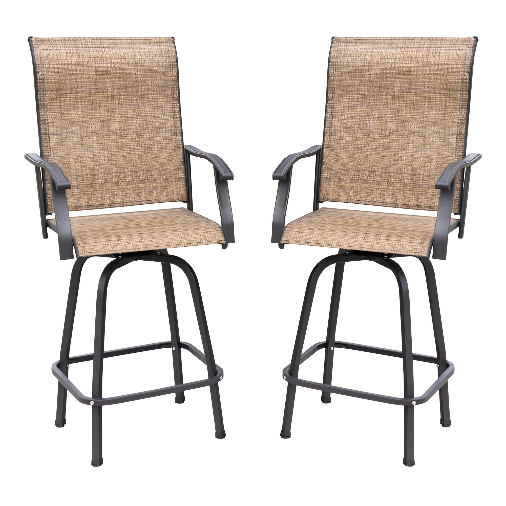 Homall Bar Stools Set of 2 Textile Outdoor Bar Chairs Bar Height 360 Rotating Patio Chairs for Bistro, Lawn, Garden, Backyard