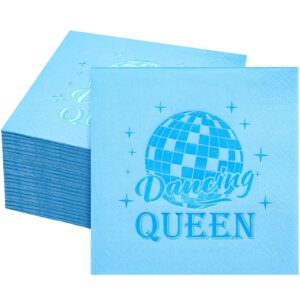 affrolling 100 pcs dancing queen party napkins disco party cocktail napkins 70s party decorations 2 ply disposable paper napkins for bachelorette party, birthday party, 80s 90s party, bridal shower