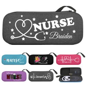 personalized stethoscope case gray customized name for nurses,custom stethoscope holder case lightweight hard carrying storage bag with mesh pocket nurses week gift for nurse doctor medical assistant