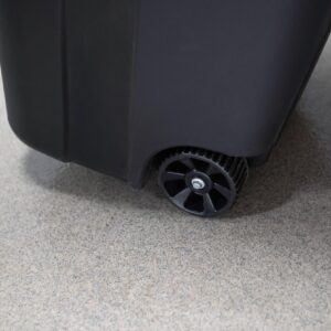 DAMEINV 32 Gallon Wheeled Heavy Duty Plastic Garbage Can, Attached Lid, Black