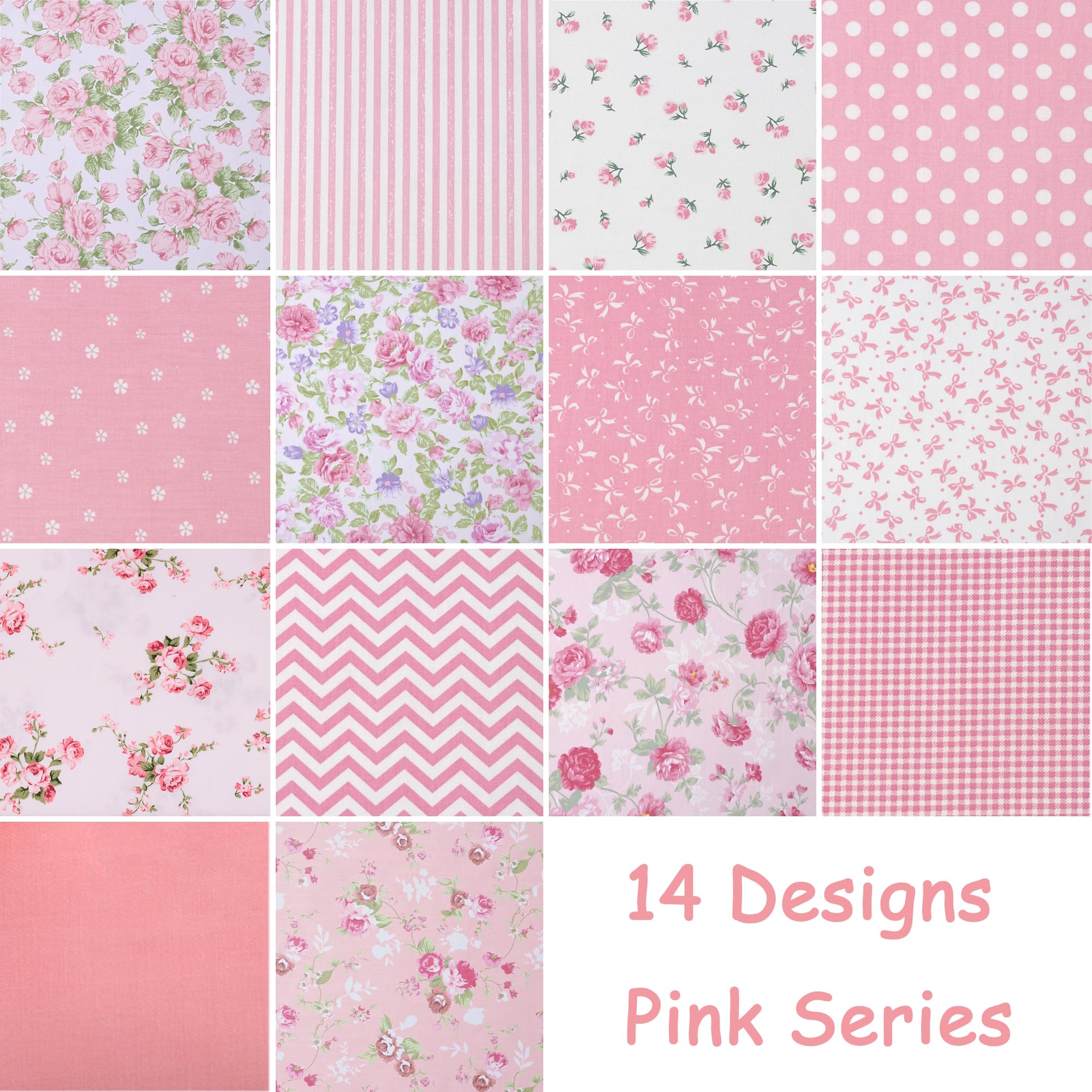 Nodsaw Layer Cake Fabric for Quilting 10 inch, Precut Fabrics Square 10x10 inch for Quilting, Print Pink Cotton Quilt Fabric Squares Bundles for Sewing DIY Patchwork Craft(42Pcs)