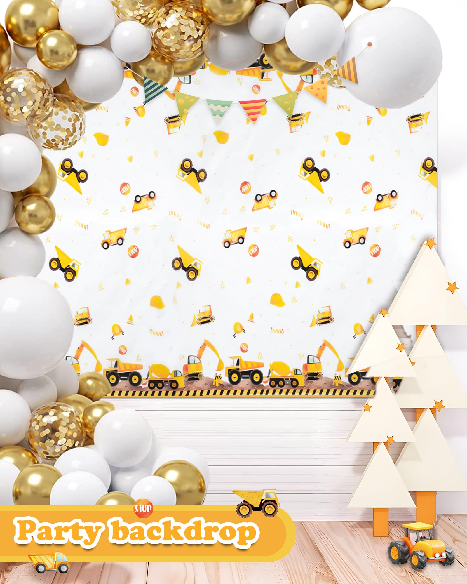 DYLZB 3PCS Truck Plastic Birthday Party Tablecloths,Construction Themed Table Cover for Kids Boy Parties Baby Showers Supplies, 54 x 108inch