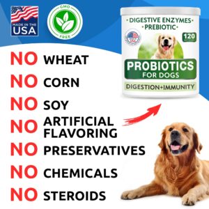 BARK&SPARK Dog Probiotic Chews - Gas, Diarrhea, Allergies - Enzymes + Prebiotics - Chewable Fiber - Digestion, Immunity - USA Made - 90 Ct - Chicken